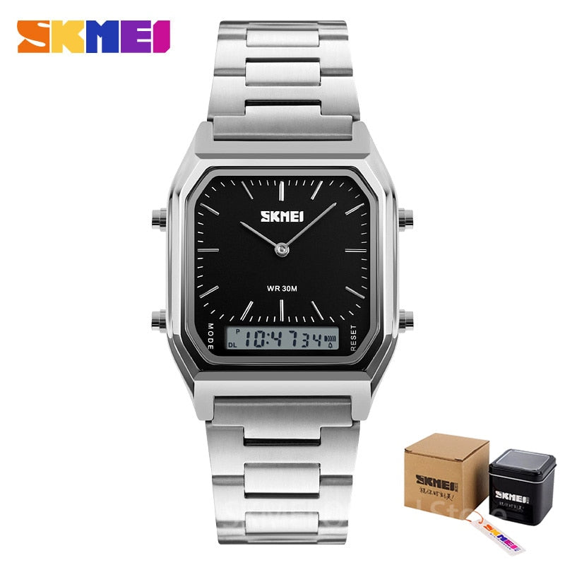 Men Digital Dual Time Sports Chronograph 3 bar Waterproof Quartz Wristwatches relogio masculino 1220