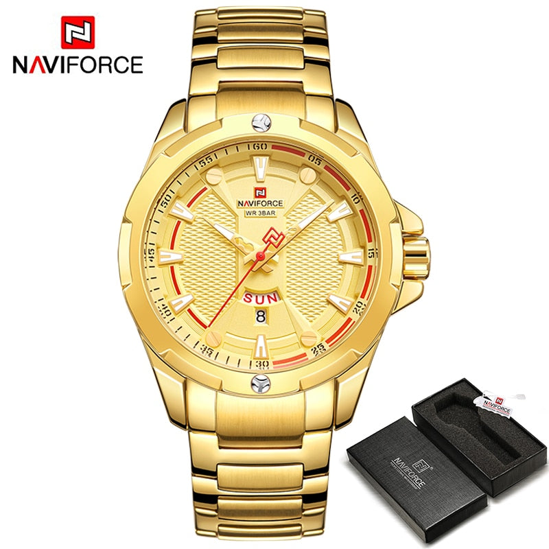 Luxury Gold Watch Men New Military Sport Quartz Wristwatch Casual Clock Stainless Steel Waterproof Watches