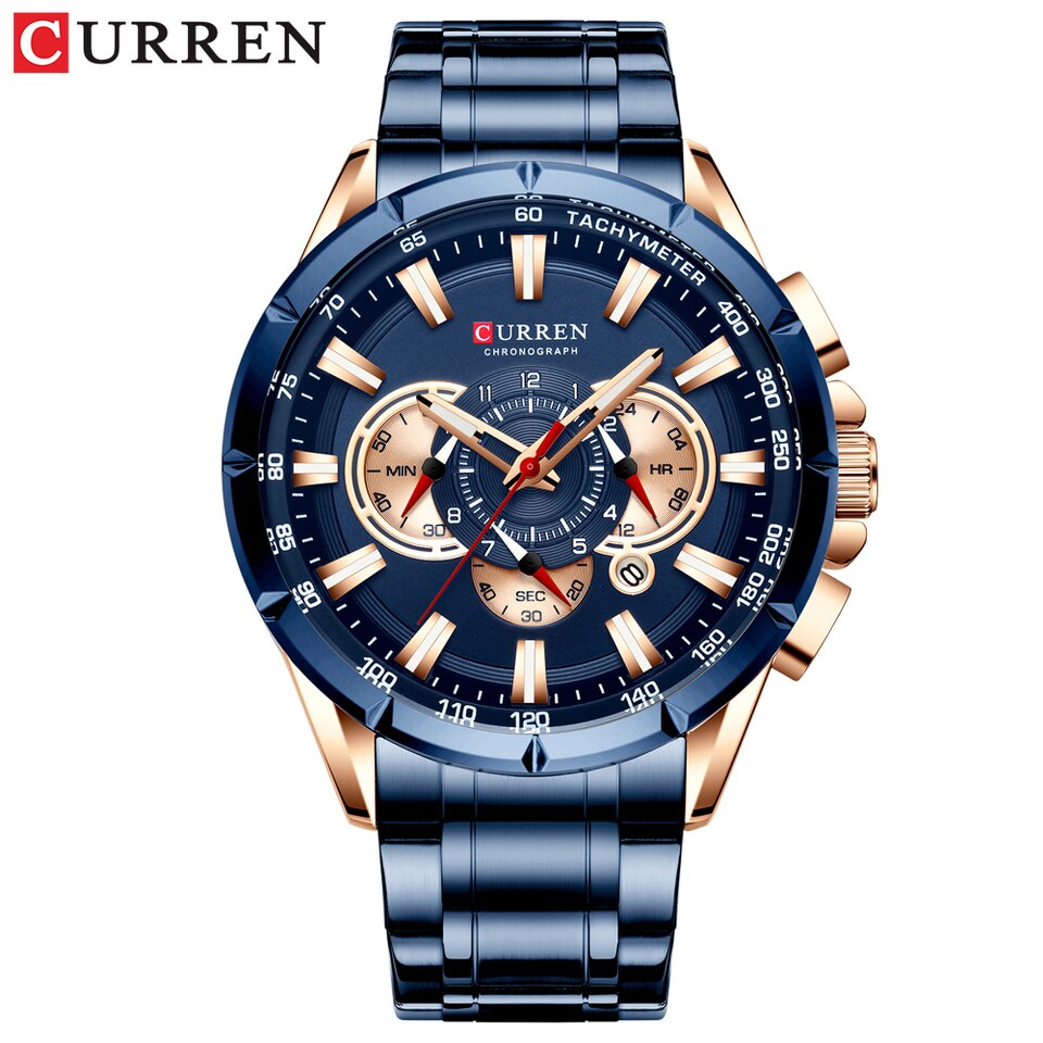 Wrist Watch Men Waterproof Chronograph Military Army Stainless Steel Male Clock Top Brand Luxury Man Sport Watches 8363