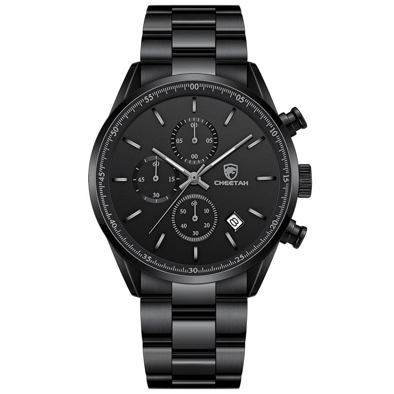 Men Top Brand Luxury Fashion Business Quartz Men Wristwatch Stainless Steel Waterproof Sports Clock Black Black