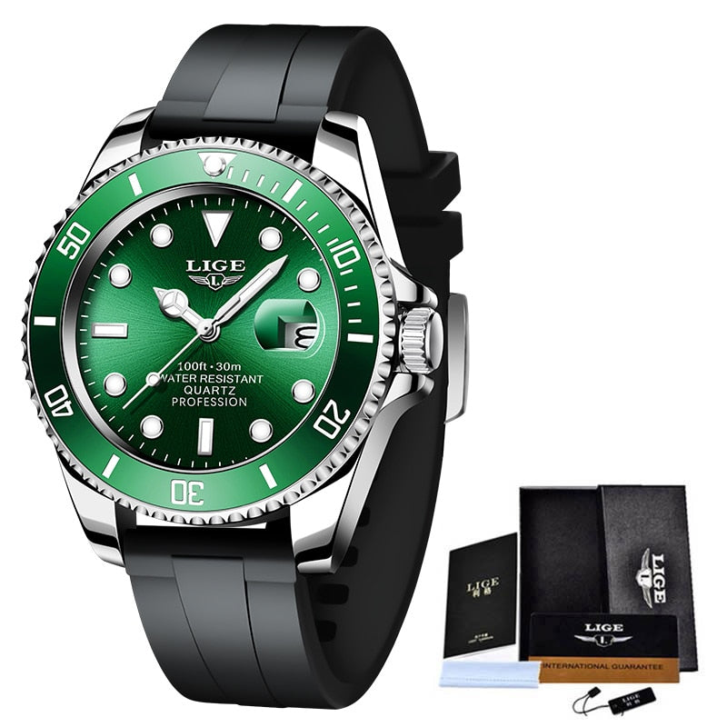 LIGE Top Brand Luxury Fashion Diver Watch Men 3ATM Waterproof Date Clock Sport Watches Mens Quartz Wristwatch Relogio Masculino