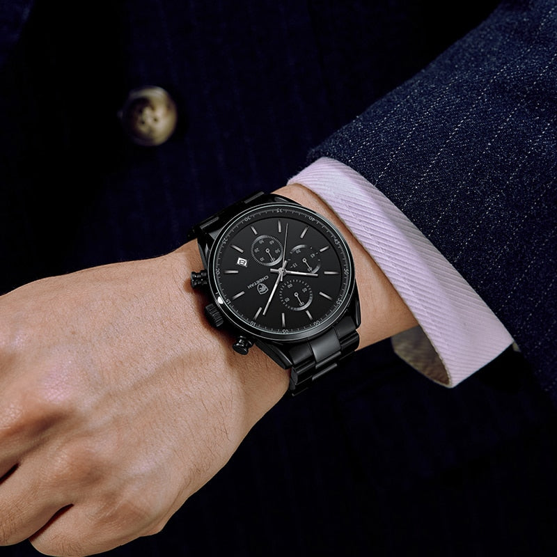 Men Top Brand Luxury Fashion Business Quartz Men Wristwatch Stainless Steel Waterproof Sports Clock