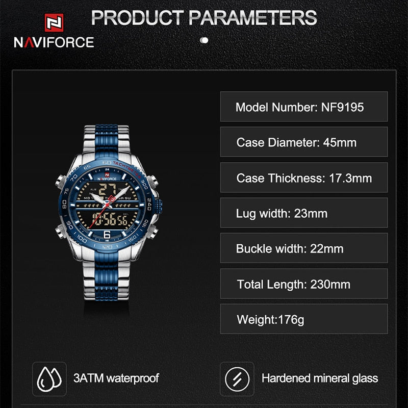 Digital Sport Watch For Men Steel Waterproof Chronograph Clock Fashion Luminous Quartz Wrist watches