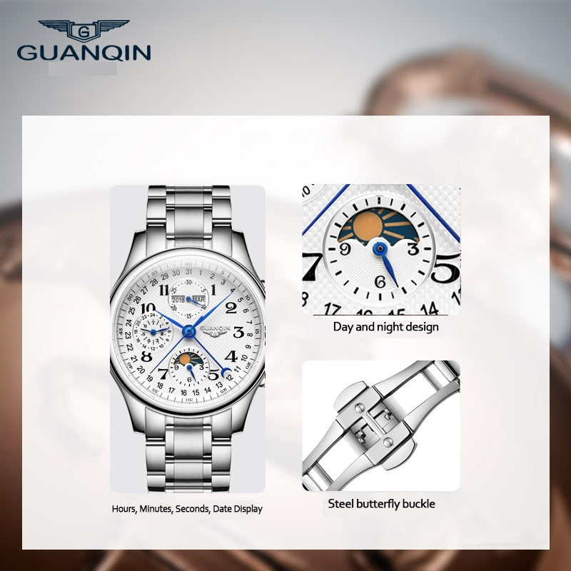 Automatic Watch Men Sapphire Multifunction Lunar Phase Men Watch Waterproof Perpetual calendar Men Mechanical Watches