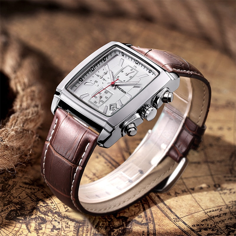 Watch Men Top Brand Luxury Rectangle Quartz Military Watches Waterproof Luminous Leather Wristwatch Men Clock