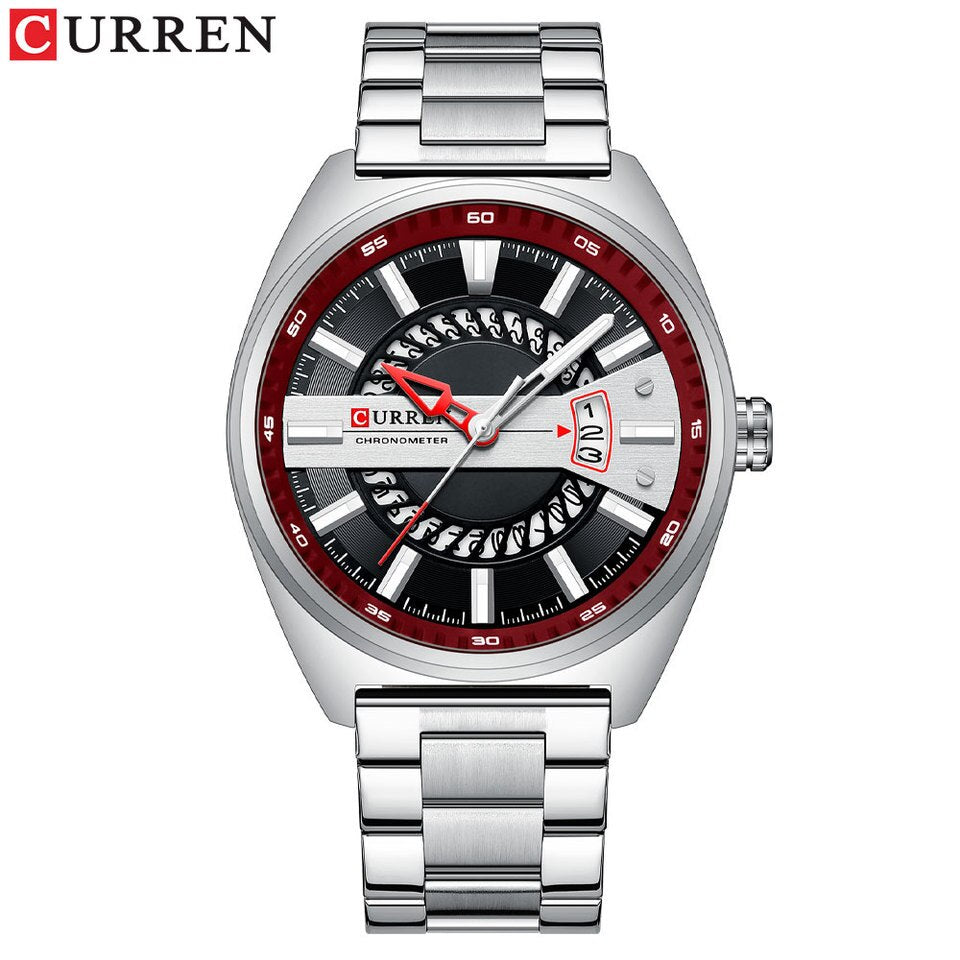 Men Watch Stainless Steel Band Luxury Quartz Wristwatches for Male Creative Design Golden Clock with Luminous