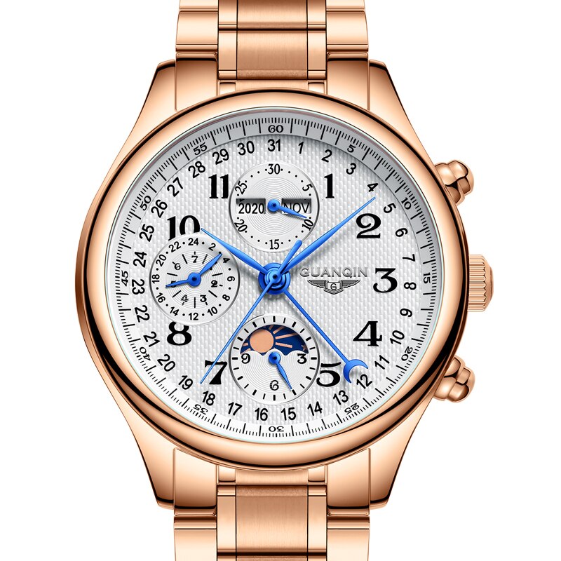 Automatic Watch Men Sapphire Multifunction Lunar Phase Men Watch Waterproof Perpetual calendar Men Mechanical Watches