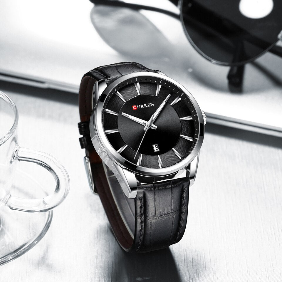 Quartz Watches for Men Leather Strap Male Wristwatches Top Luxury Brand Business Men Clock  45 mm Reloj Hombres