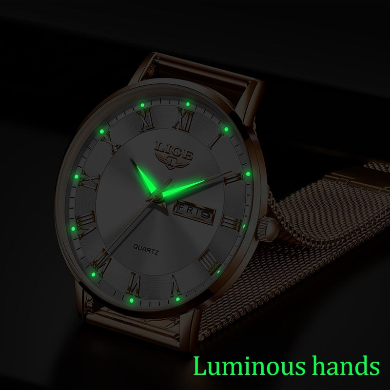 Brand LIGE Women Watch Rose Gold Montre Femme Women Ultra-thin Fashion Relojes Para Mujer Luxury Lady Wrist Watches Reloj Mujer