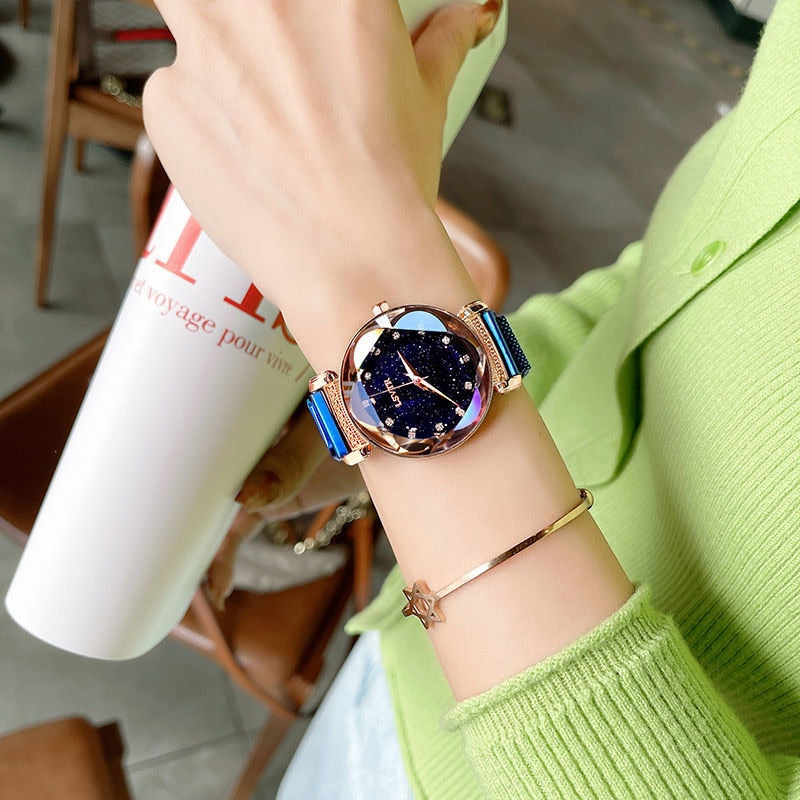Brand Women Watches Fashion Square Ladies Quartz Watch Bracelet Set Green Dial Simple Rose Gold Mesh Luxury Women Watches