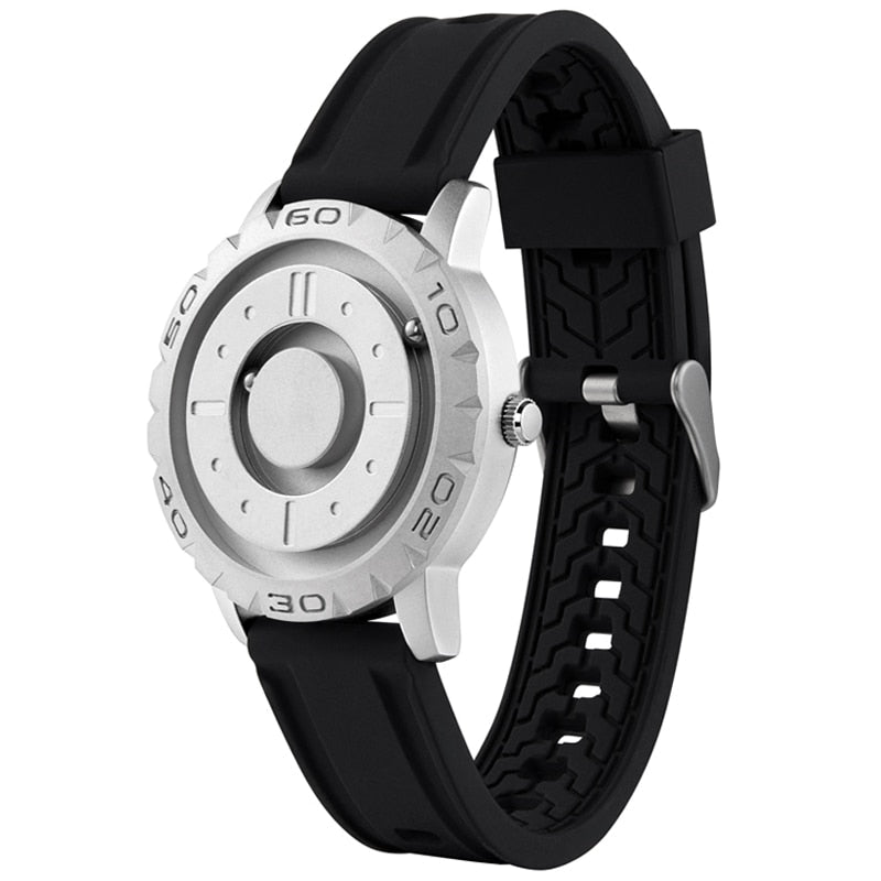 EUTOUR Quartz Watch Magnetic Ball Pointer Metal Multinational Blind Touch Watch Men Fashion Rubber Sports Male Canvas Strap