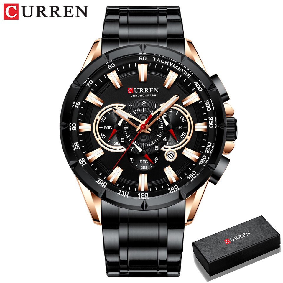 Wrist Watch Men Waterproof Chronograph Military Army Stainless Steel Male Clock Top Brand Luxury Man Sport Watches 8363
