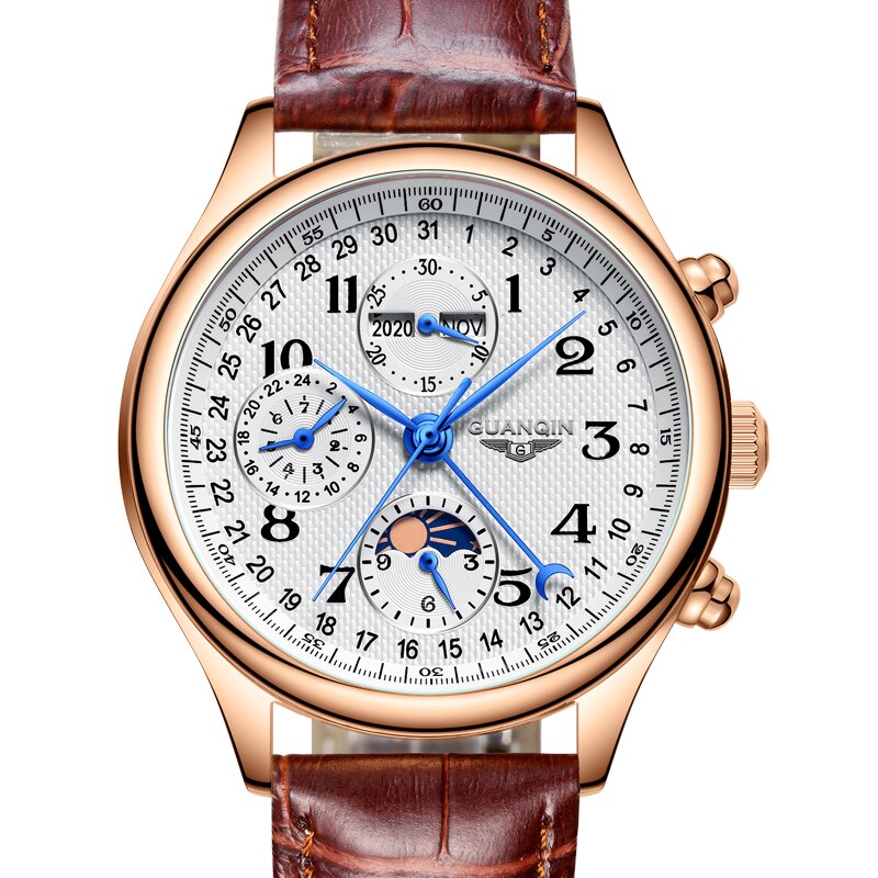 Automatic Watch Men Sapphire Multifunction Lunar Phase Men Watch Waterproof Perpetual calendar Men Mechanical Watches