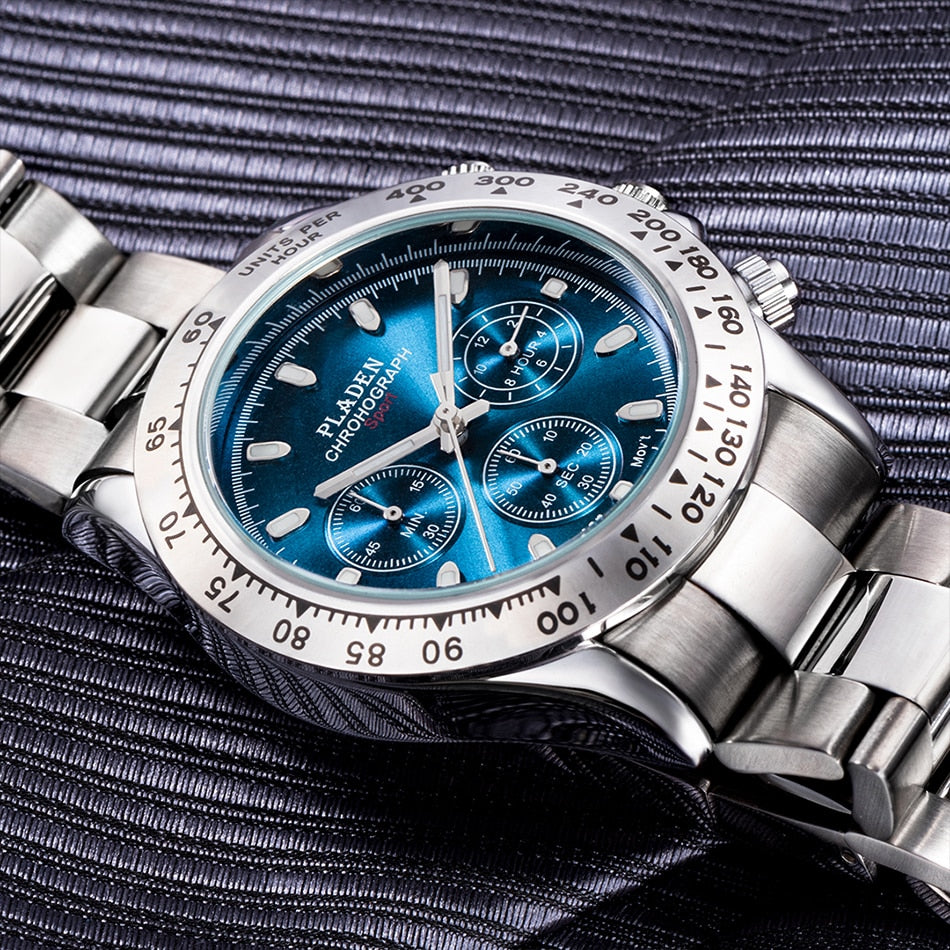 New Watch For Men Luxury Stainless Steel Chronograph Sport Wristwatch Business Luminous Dive male Clock