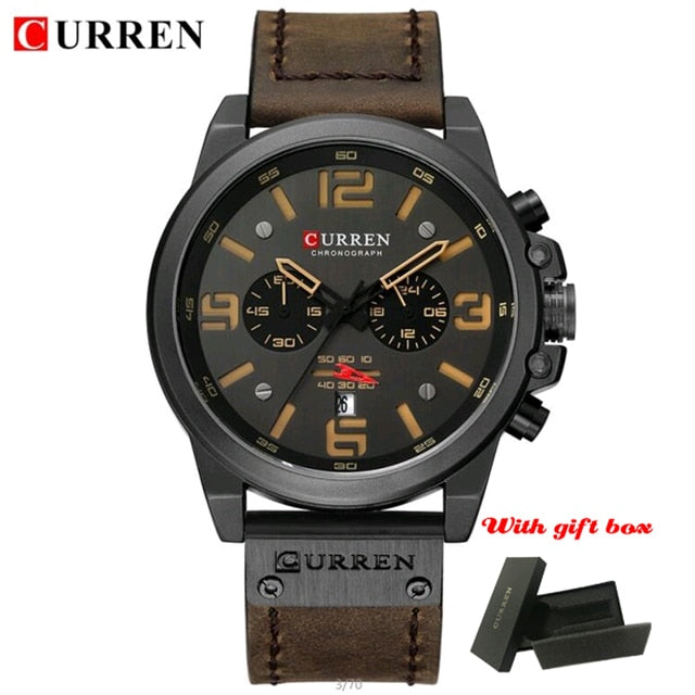 CURREN 8314 Luxury Brand Quartz Men Watch Military Waterproof Leather Strap Sport Mens Watches Fashion Casual Male Clock часы