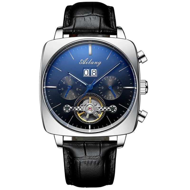 New Men Square Mechanical Watches Famous Brand Watch Montre Automatique Luxe Chronograph Square Large Dial Watch Hollow Waterproof Mens Fashion Watches