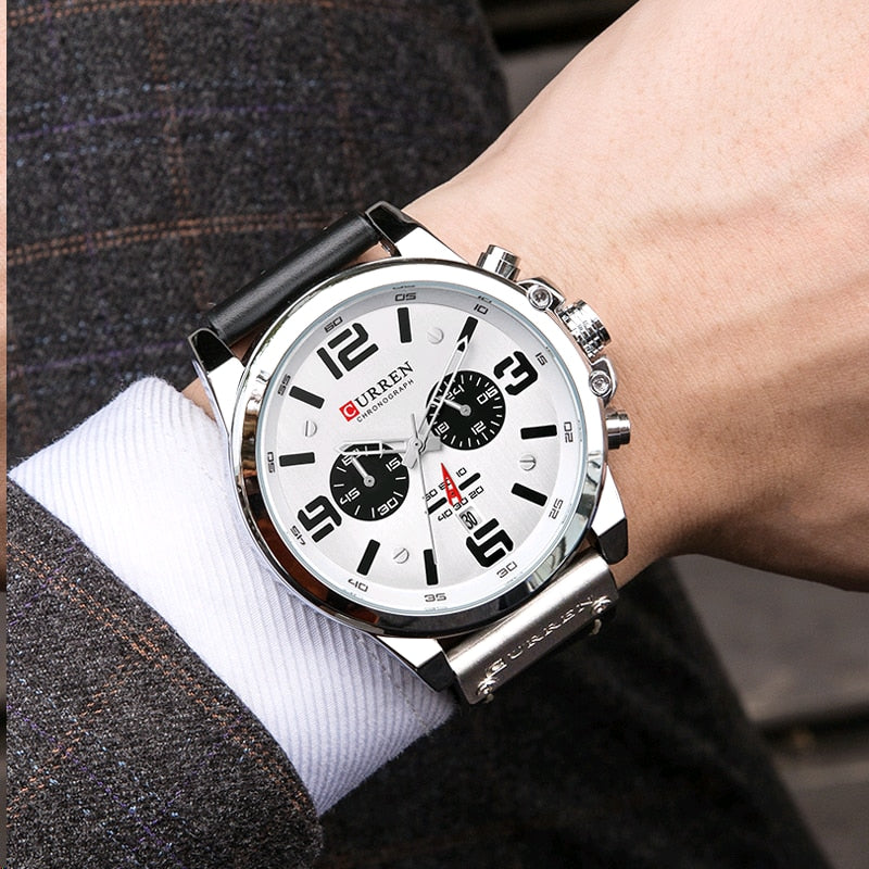 CURREN 8314 Luxury Brand Quartz Men Watch Military Waterproof Leather Strap Sport Mens Watches Fashion Casual Male Clock часы