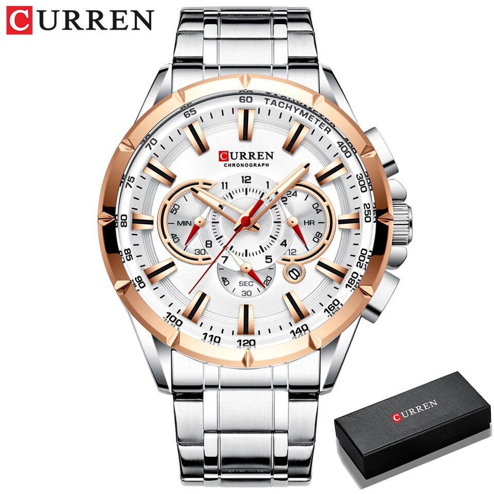 Wrist Watch Men Waterproof Chronograph Military Army Stainless Steel Male Clock Top Brand Luxury Man Sport Watches 8363
