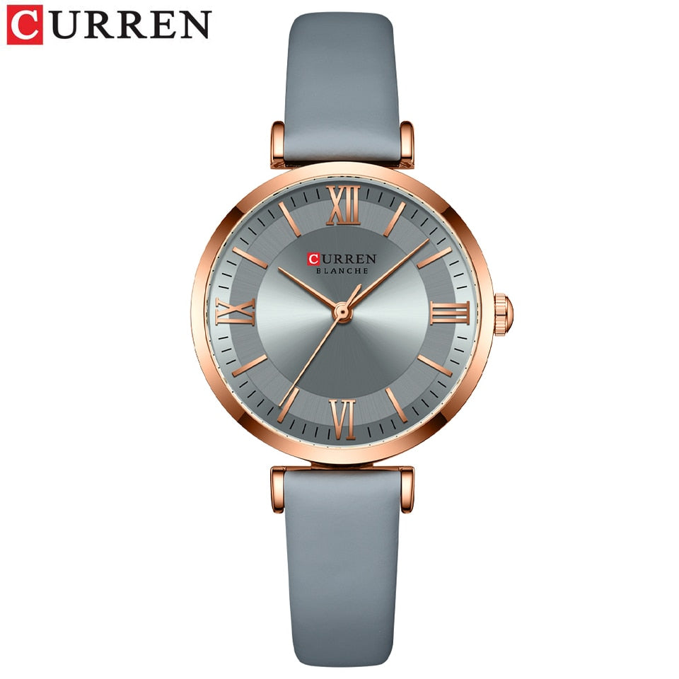 Women Quartz Leather Wristwatches Fashionable Classic Clock Montre femme blue
