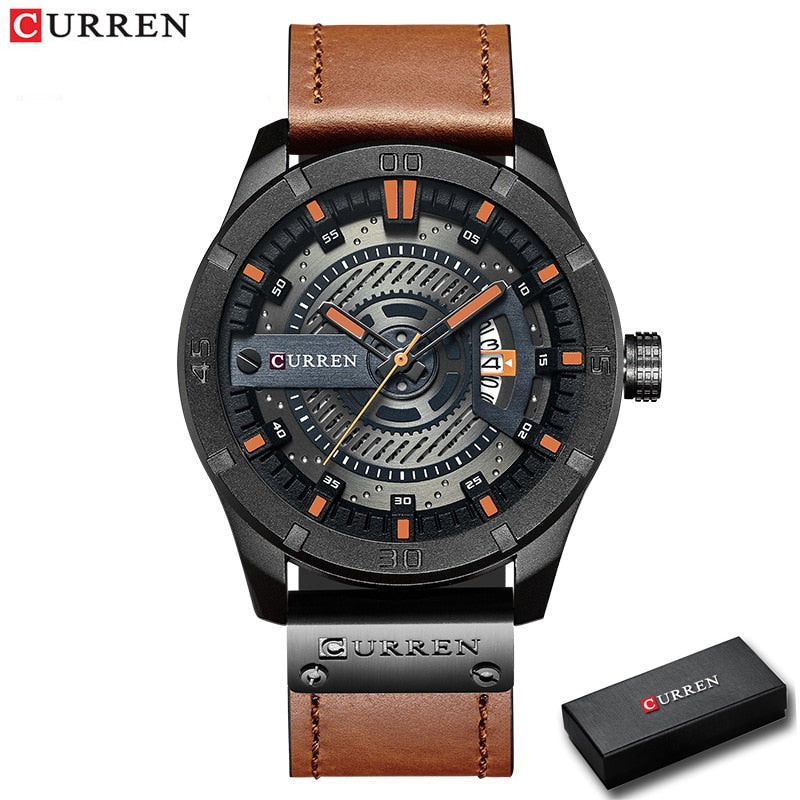 New Men Military Sports Watches Men Quartz Date Clock Man Casual Leather Wrist Watch Relogio Masculino