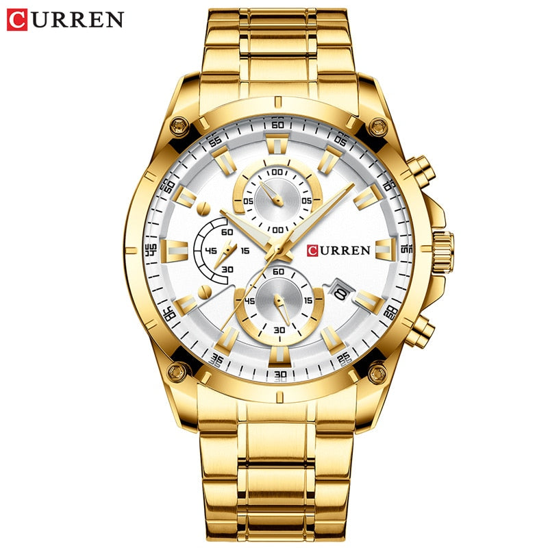 Gold Watches Men Luxury Top Brand CURREN Quartz Wristwatch Fashion Sport and Causal Business Watch Male Clock Reloj Hombres