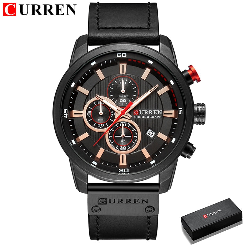 New Men Leather Sports Watches Men's Army Military Quartz Wristwatch Chronograph Male Clock Relogio Masculino