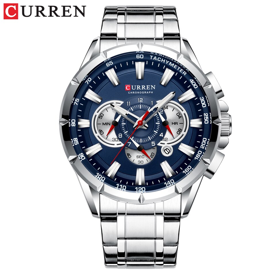 Wrist Watch Men Waterproof Chronograph Military Army Stainless Steel Male Clock Top Brand Luxury Man Sport Watches 8363