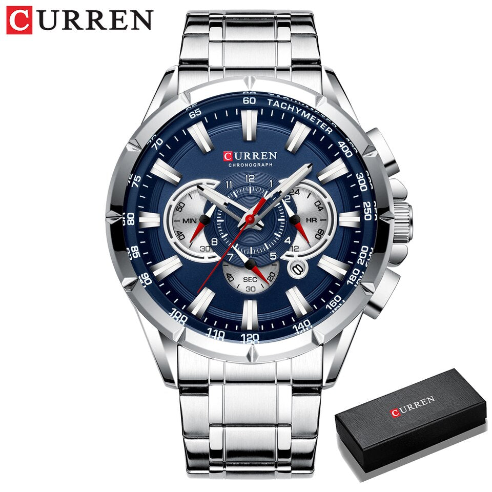 Wrist Watch Men Waterproof Chronograph Military Army Stainless Steel Male Clock Top Brand Luxury Man Sport Watches 8363