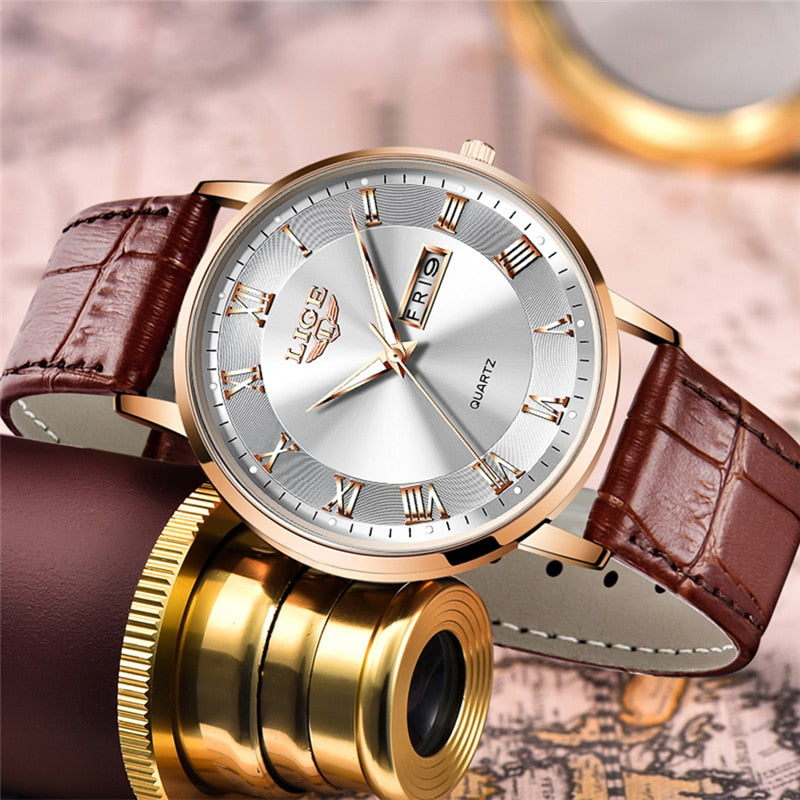 Brand LIGE Women Watch Rose Gold Montre Femme Women Ultra-thin Fashion Relojes Para Mujer Luxury Lady Wrist Watches Reloj Mujer