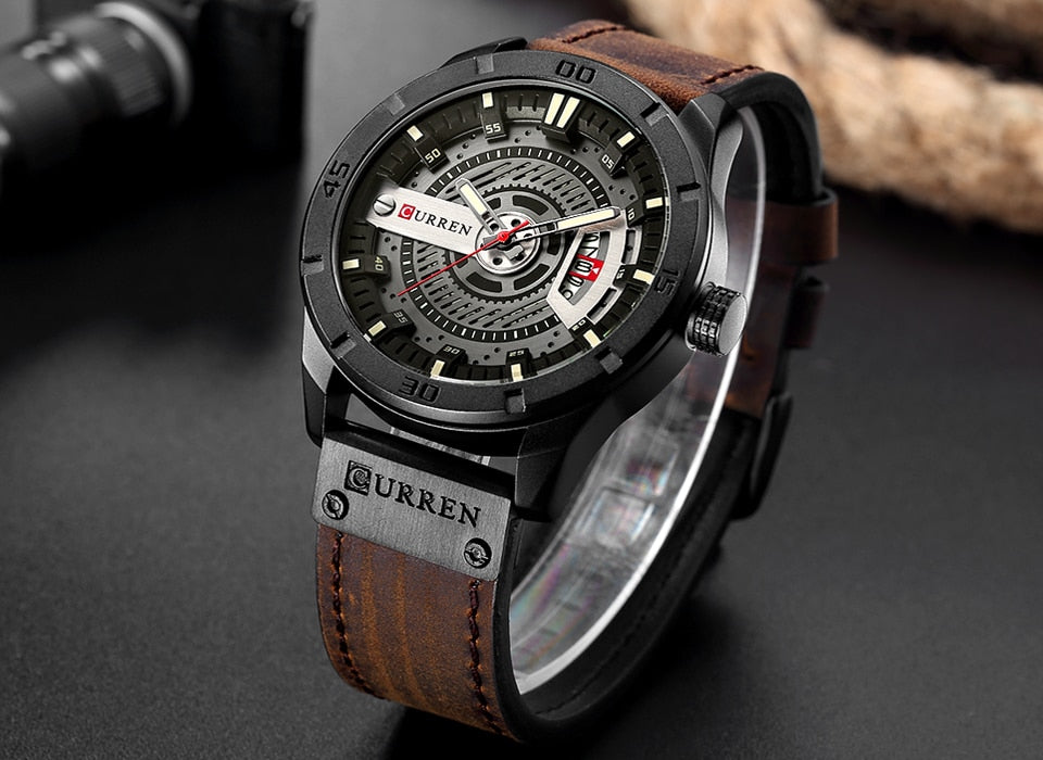 New Men Military Sports Watches Men Quartz Date Clock Man Casual Leather Wrist Watch Relogio Masculino