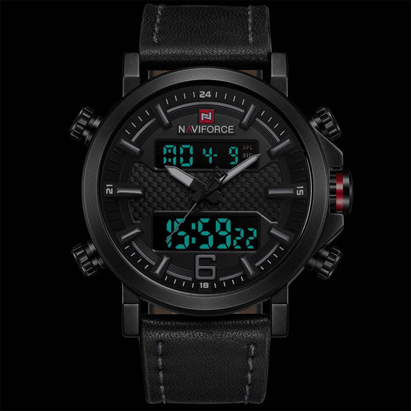 Men Sports Watches Men Quartz LED Digital Clock Top Brand Luxury Male Fashion Leather Waterproof Military Wrist Watch