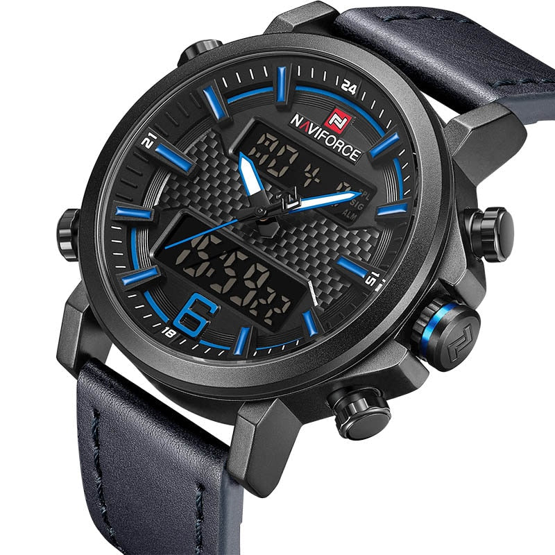 Men Sports Watches Men Quartz LED Digital Clock Top Brand Luxury Male Fashion Leather Waterproof Military Wrist Watch