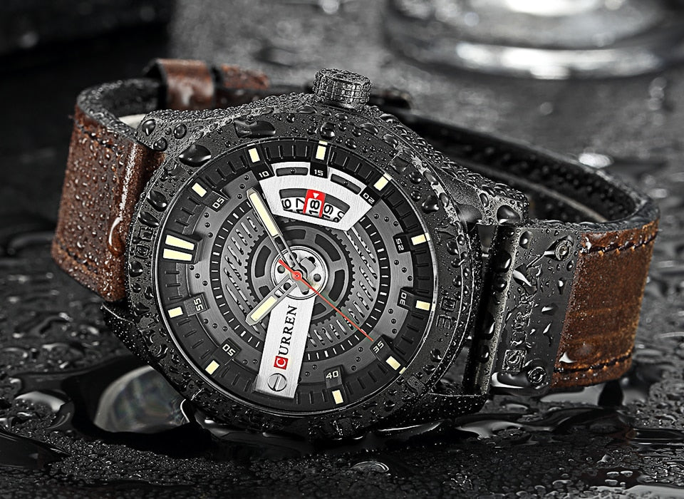 New Men Military Sports Watches Men Quartz Date Clock Man Casual Leather Wrist Watch Relogio Masculino