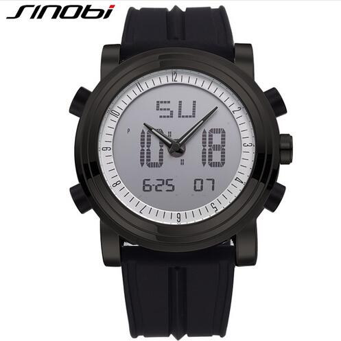 Sports Watches Men Dual Display Analog Digital LED Electronic Quartz Wristwatches Men Multifunctional Waterproof Watch