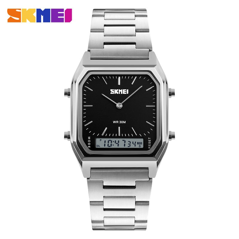 Men Digital Dual Time Sports Chronograph 3 bar Waterproof Quartz Wristwatches relogio masculino 1220