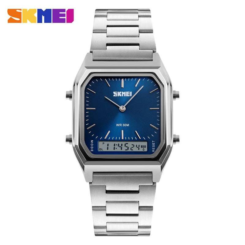 Men Digital Dual Time Sports Chronograph 3 bar Waterproof Quartz Wristwatches relogio masculino 1220