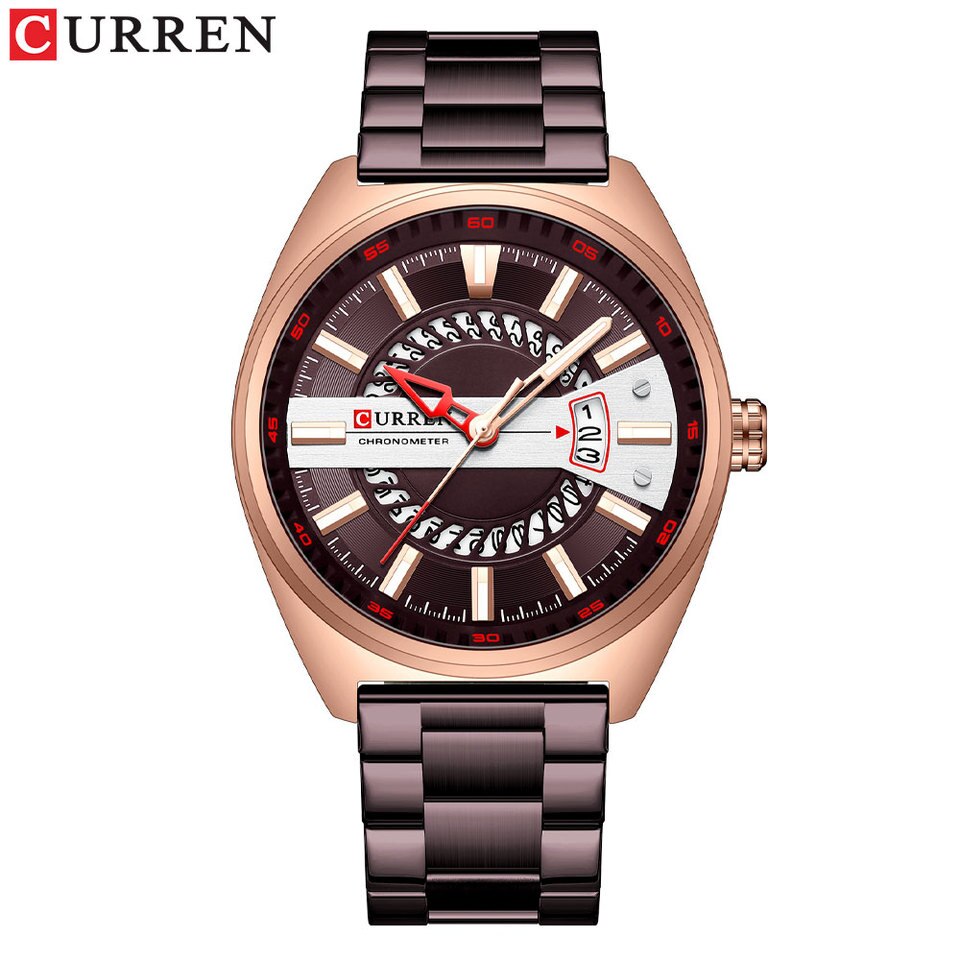 Men Watch Stainless Steel Band Luxury Quartz Wristwatches for Male Creative Design Golden Clock with Luminous