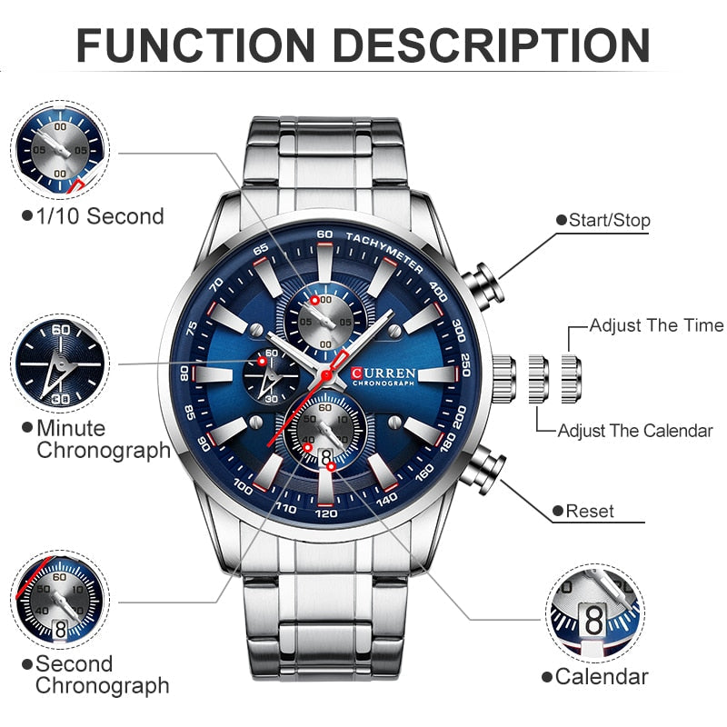 New Watches for Men Top Luxury Brand Quartz Men Watch Sport Waterproof Wrist Watches Chronograph Date Relogio Masculino