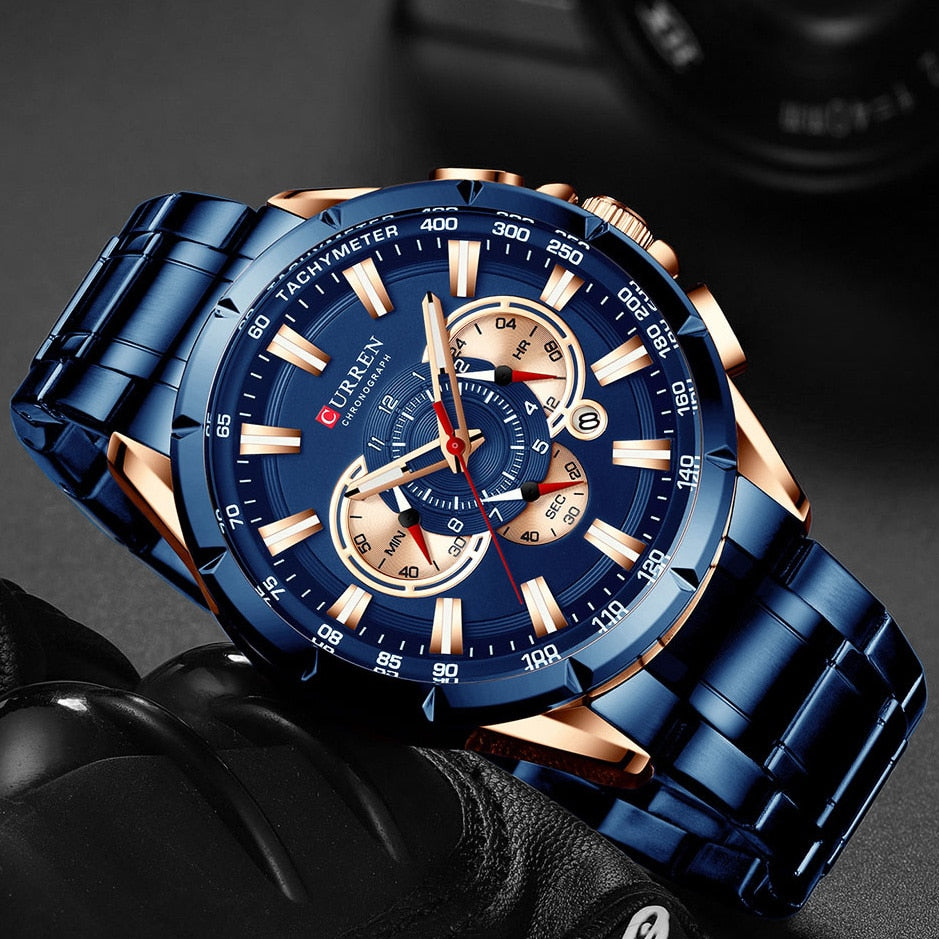Wrist Watch Men Waterproof Chronograph Military Army Stainless Steel Male Clock Top Brand Luxury Man Sport Watches 8363