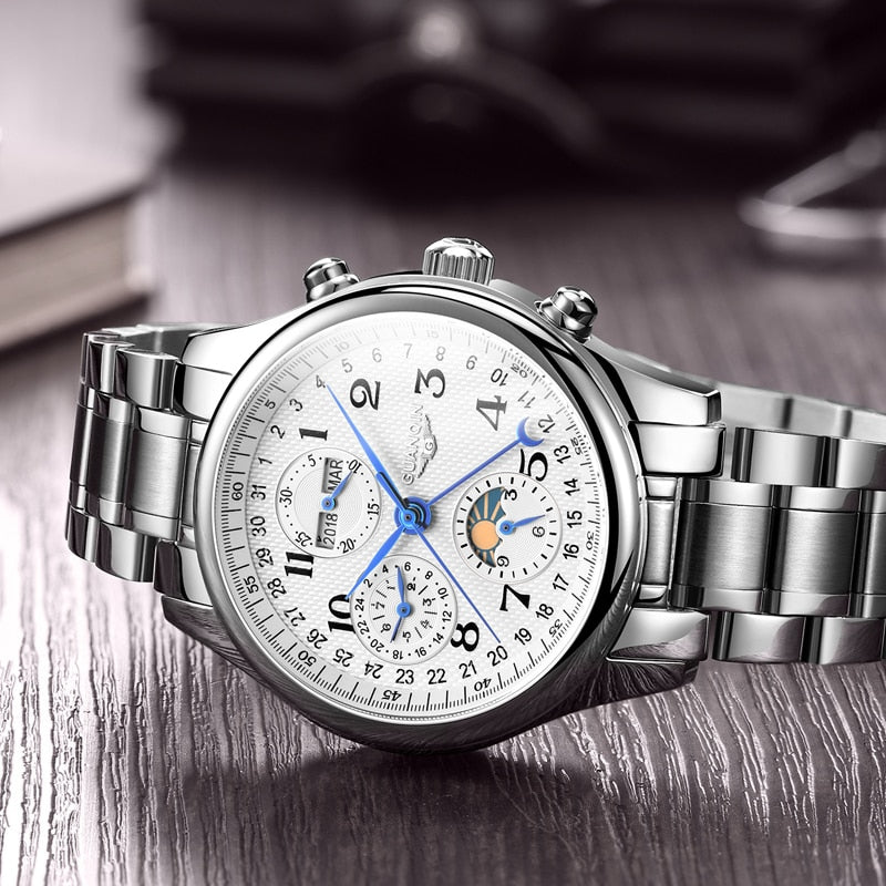 Automatic Watch Men Sapphire Multifunction Lunar Phase Men Watch Waterproof Perpetual calendar Men Mechanical Watches