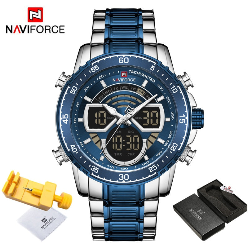 Men Watches Luxury Original Quartz Digital Analog Sport Wrist Watch for Men Waterproof Stainless Steel Clock