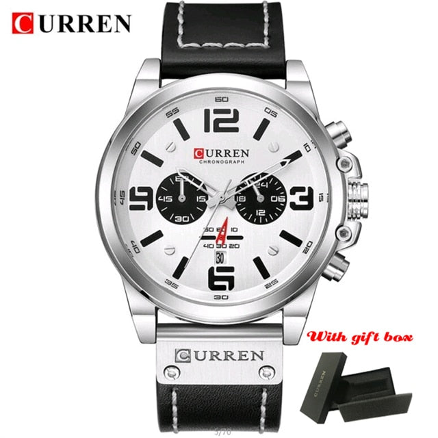 CURREN 8314 Luxury Brand Quartz Men Watch Military Waterproof Leather Strap Sport Mens Watches Fashion Casual Male Clock часы