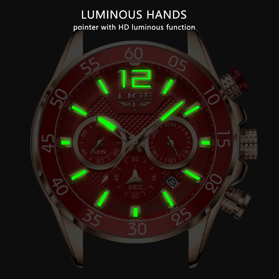 LIGE Fashion Men Watches Sport Quartz Watch Man Brand Luxury Wrist watches Chronograph Waterproof Casual Clock Montre Homme