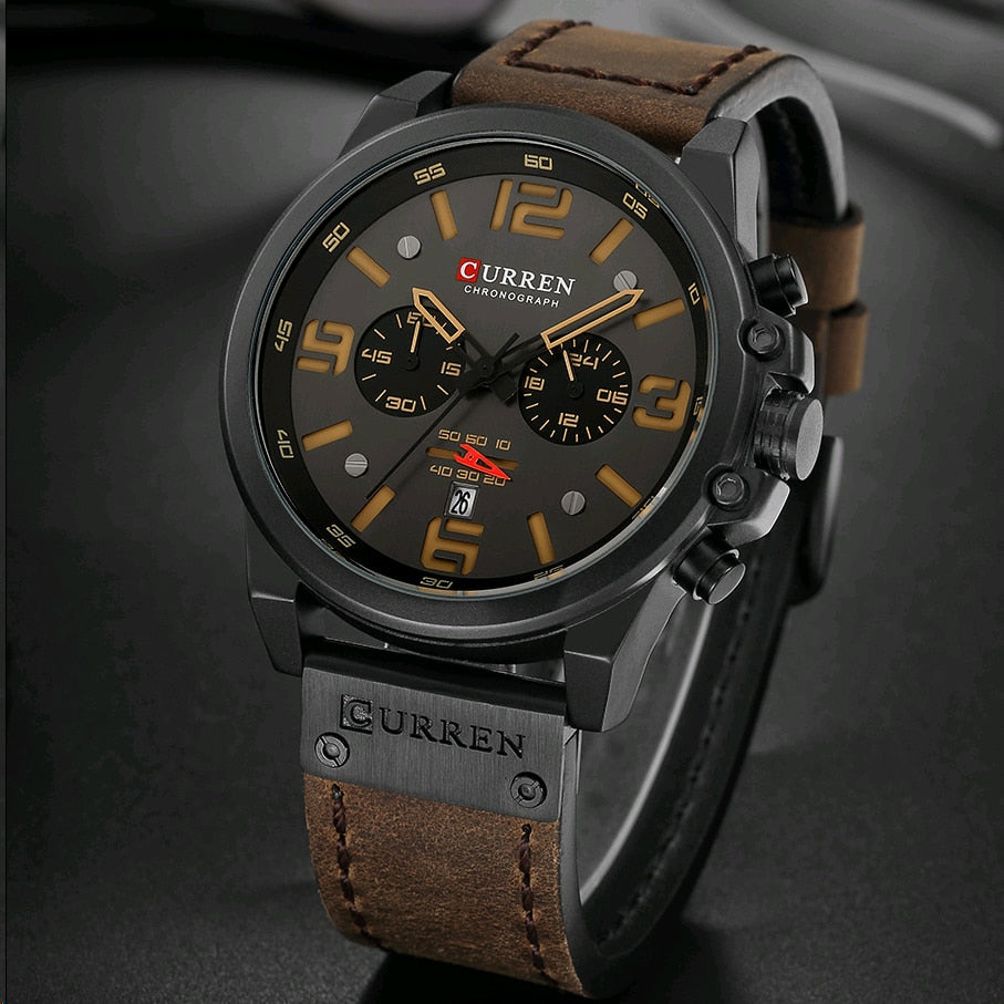 CURREN 8314 Luxury Brand Quartz Men Watch Military Waterproof Leather Strap Sport Mens Watches Fashion Casual Male Clock часы