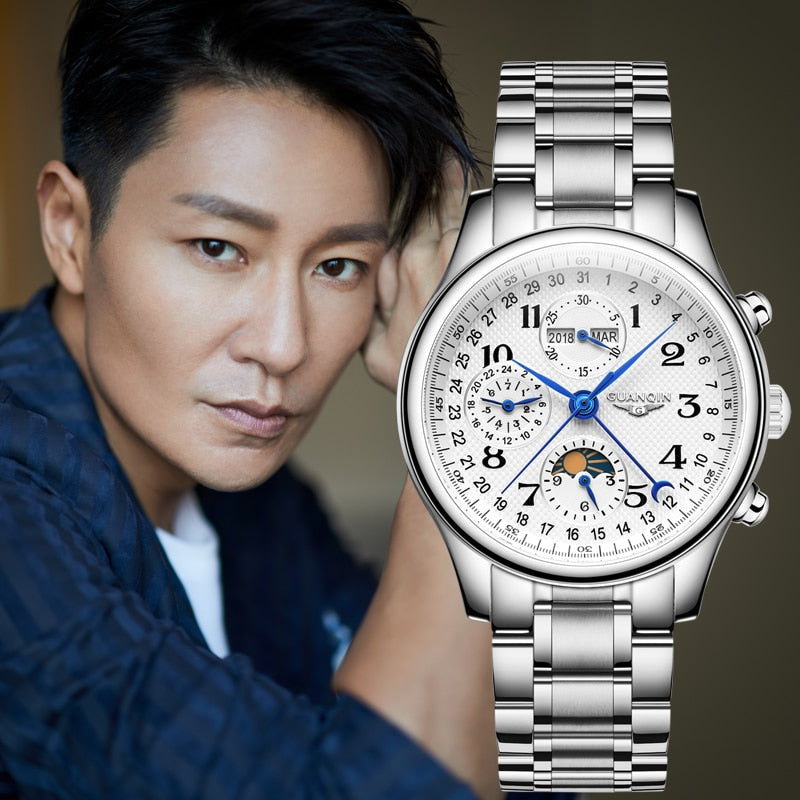Automatic Watch Men Sapphire Multifunction Lunar Phase Men Watch Waterproof Perpetual calendar Men Mechanical Watches