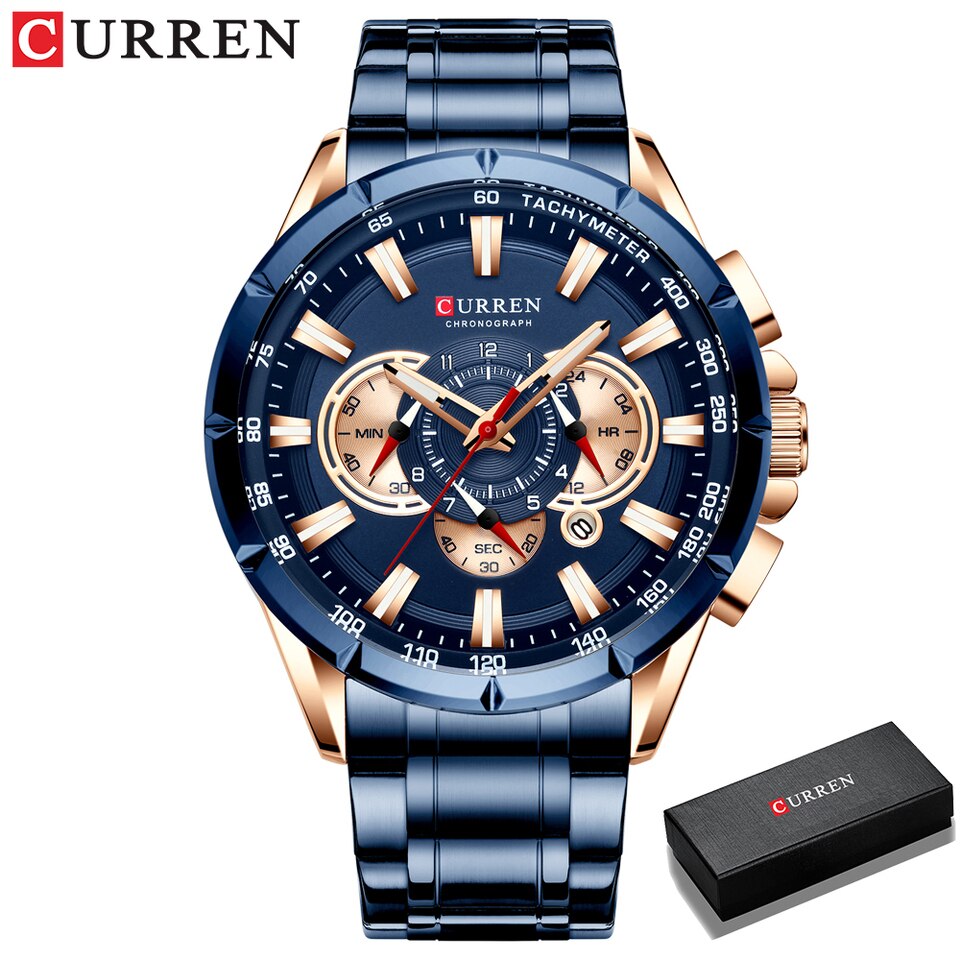 Wrist Watch Men Waterproof Chronograph Military Army Stainless Steel Male Clock Top Brand Luxury Man Sport Watches 8363