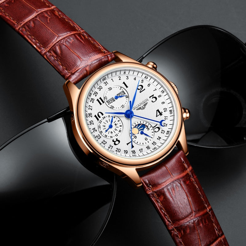 Automatic Watch Men Sapphire Multifunction Lunar Phase Men Watch Waterproof Perpetual calendar Men Mechanical Watches