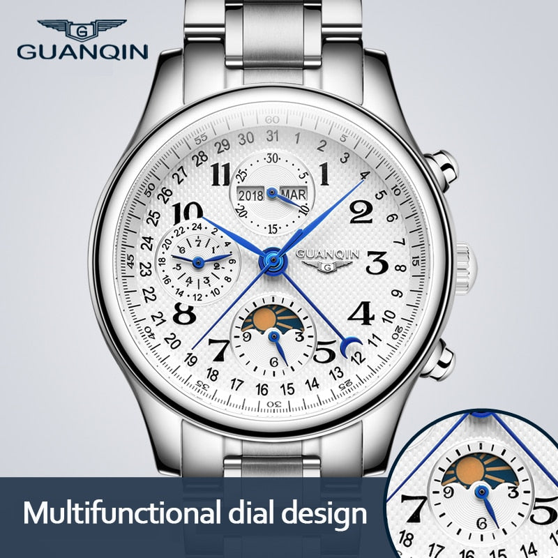 Automatic Watch Men Sapphire Multifunction Lunar Phase Men Watch Waterproof Perpetual calendar Men Mechanical Watches