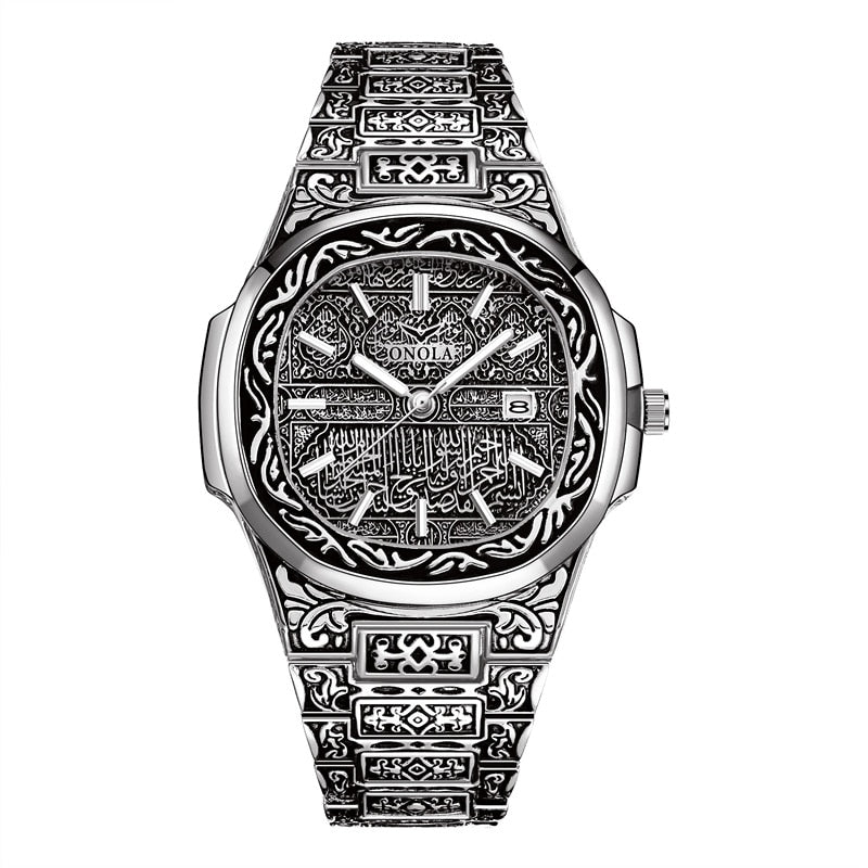 Quartz Watch Men Brand luxury Retro golden stainless steel watch men gold mens watch reloj hombre