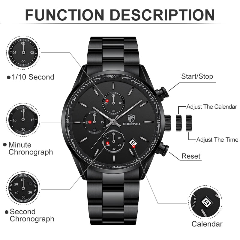 Men Top Brand Luxury Fashion Business Quartz Men Wristwatch Stainless Steel Waterproof Sports Clock